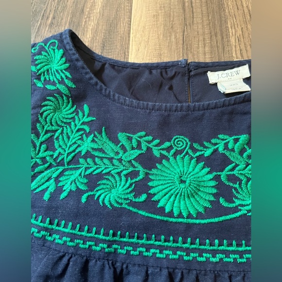 J.Crew Linen/Cotton Embroidered Mini Shift Dress SZ XXS - Picture 6 of 13